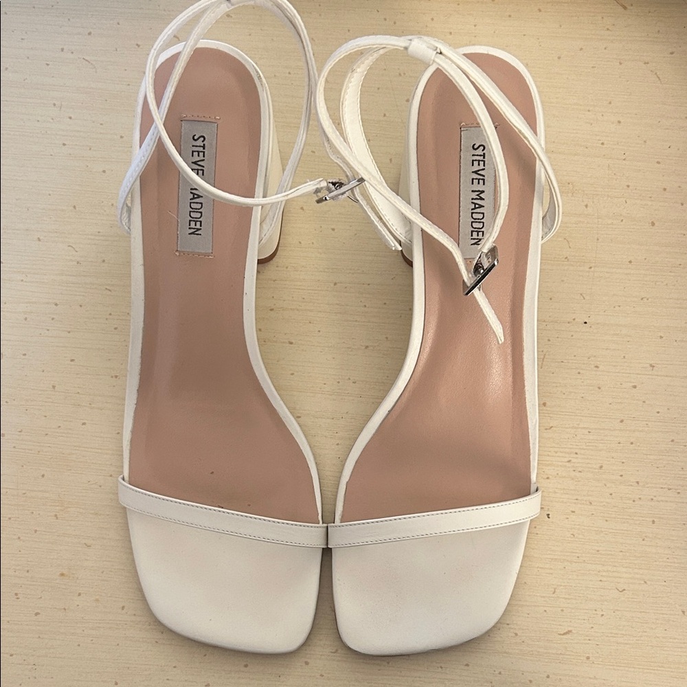 Steve Madden White Strappy Heels